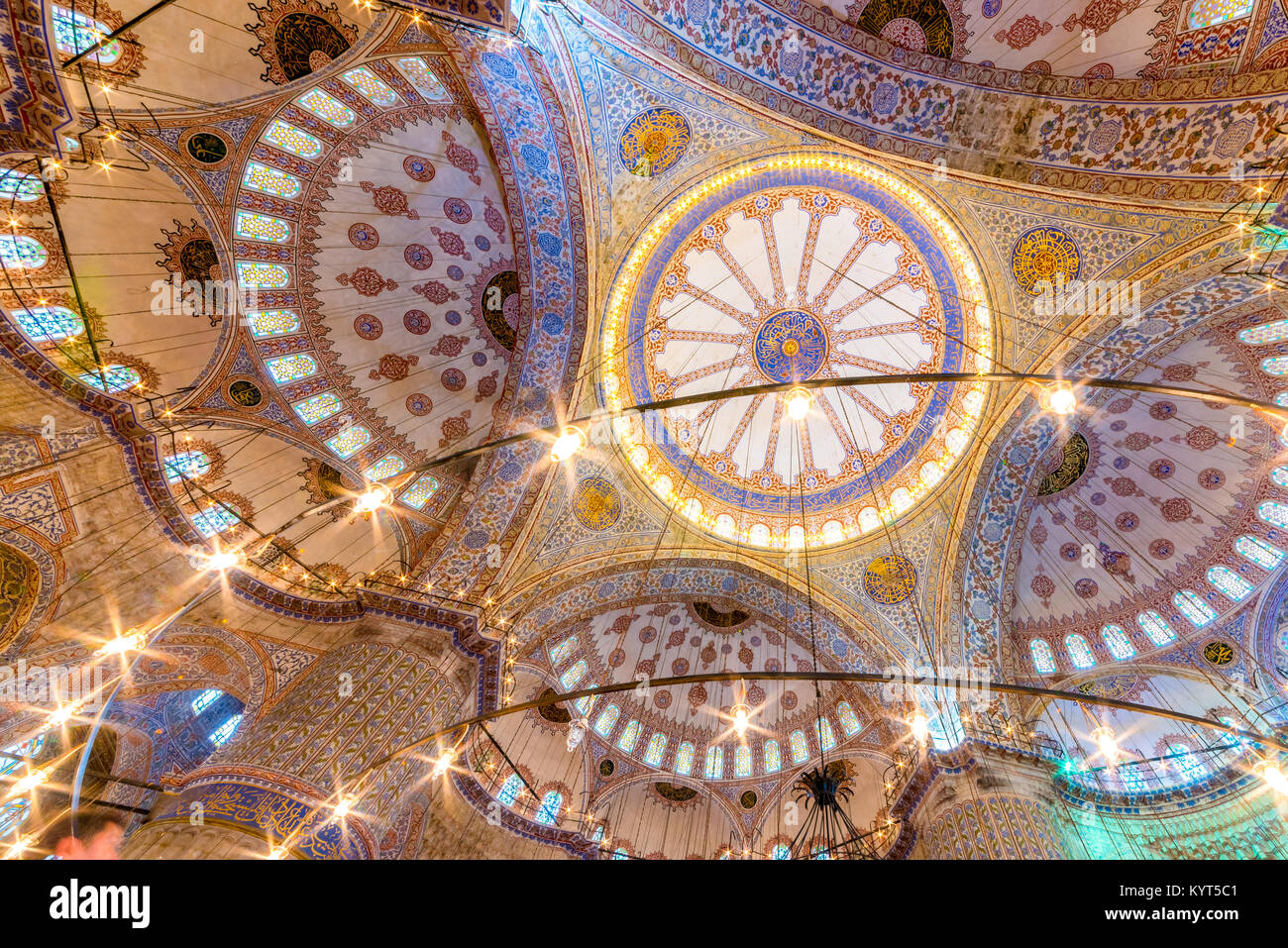 Interior decoration view and artworks of Blue Mosque also called Sultan ...