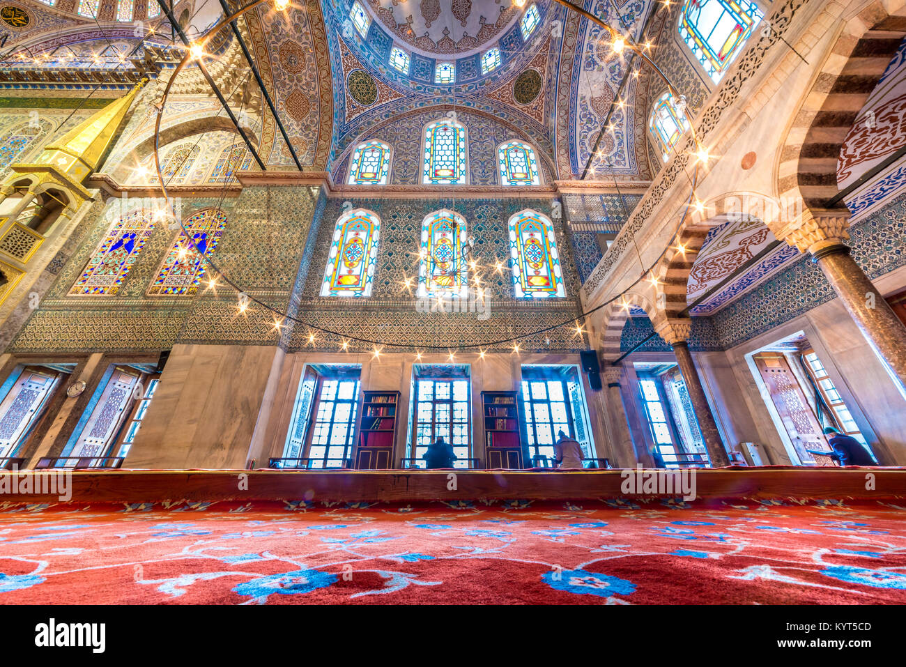 Interior decoration view and artworks of Blue Mosque also called Sultan ...