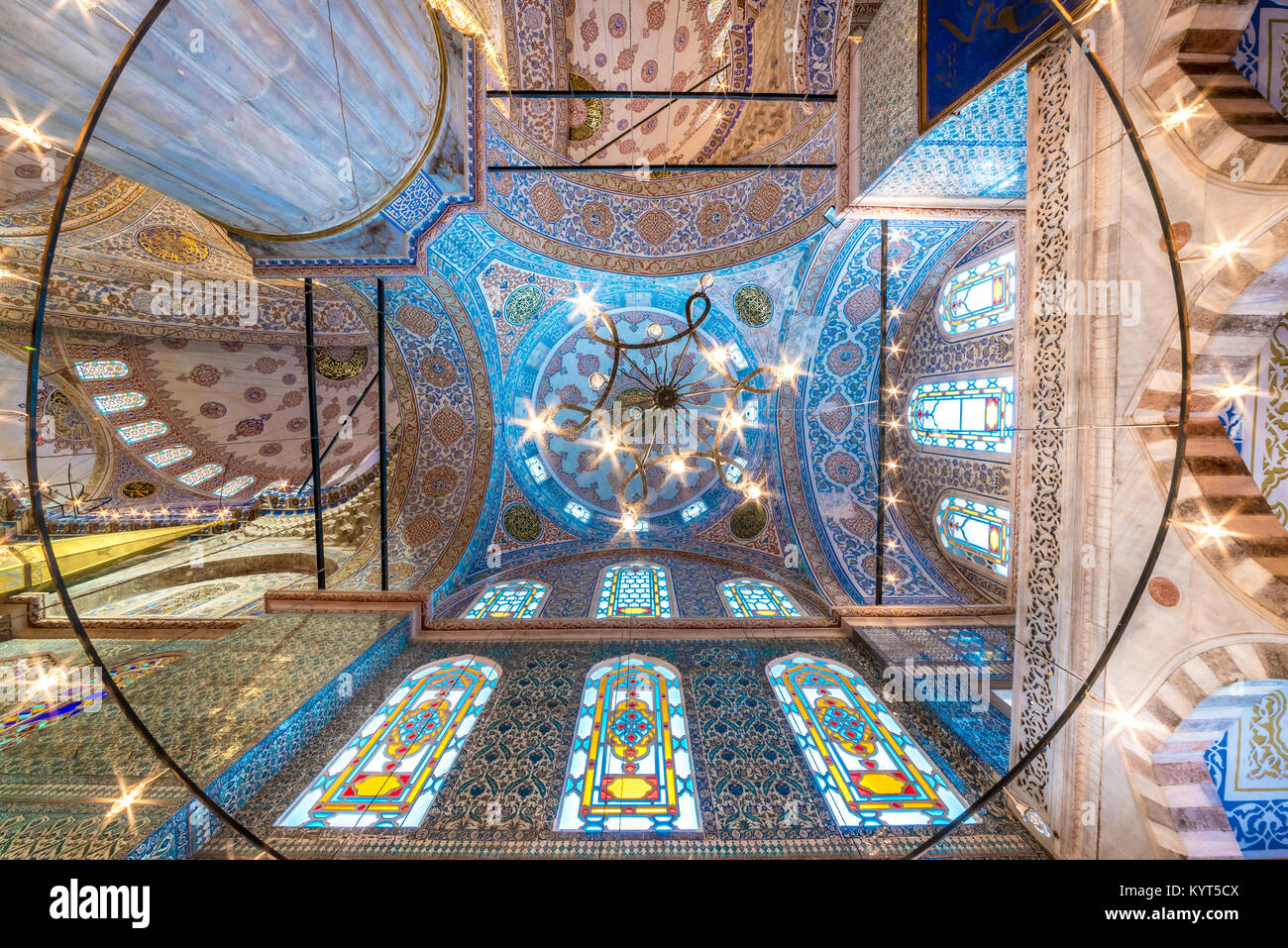 Interior decoration view and artworks of Blue Mosque also called Sultan ...