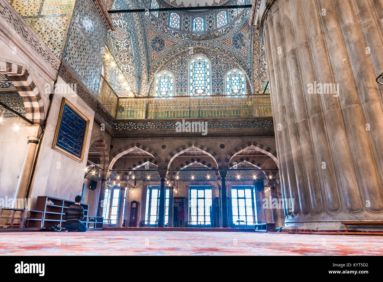 Interior decoration view and artworks of Blue Mosque also called Sultan ...