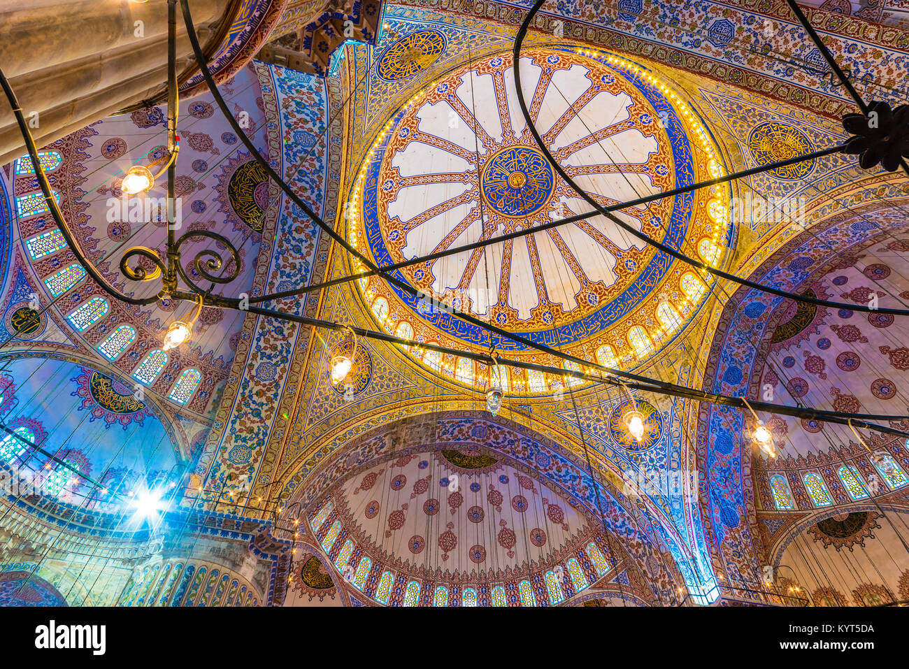 Interior decoration view and artworks of Blue Mosque also called Sultan ...