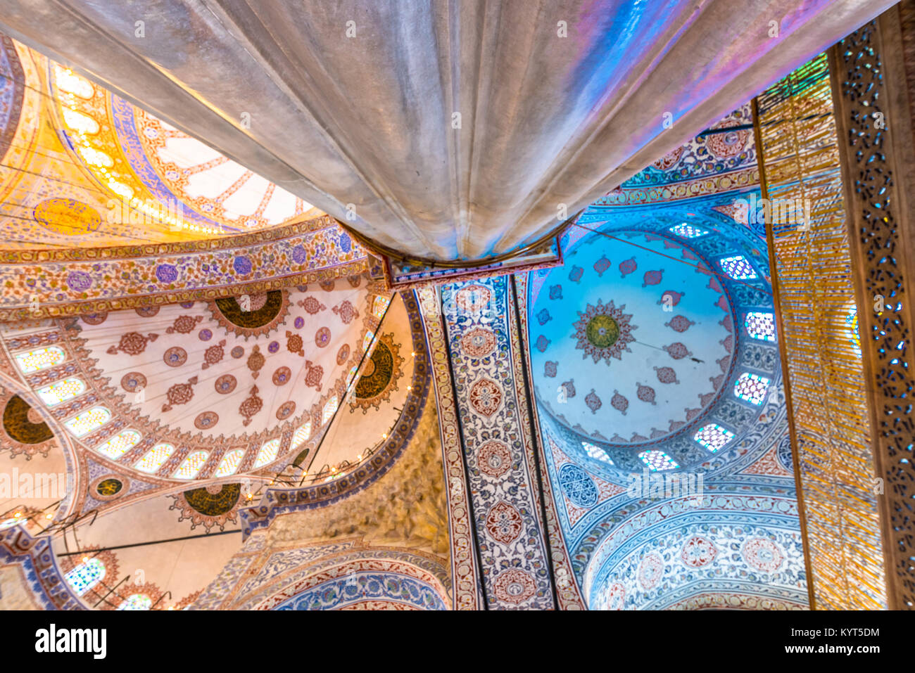 Interior decoration view and artworks of Blue Mosque also called Sultan ...