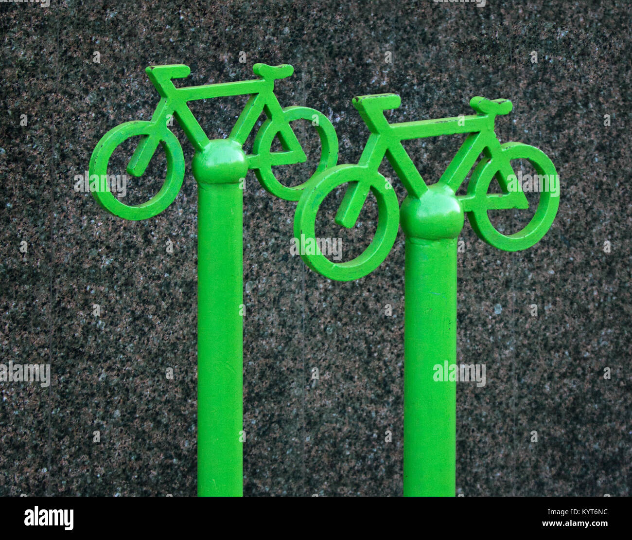 Sign of bicycle parking in old city. Stock Photo