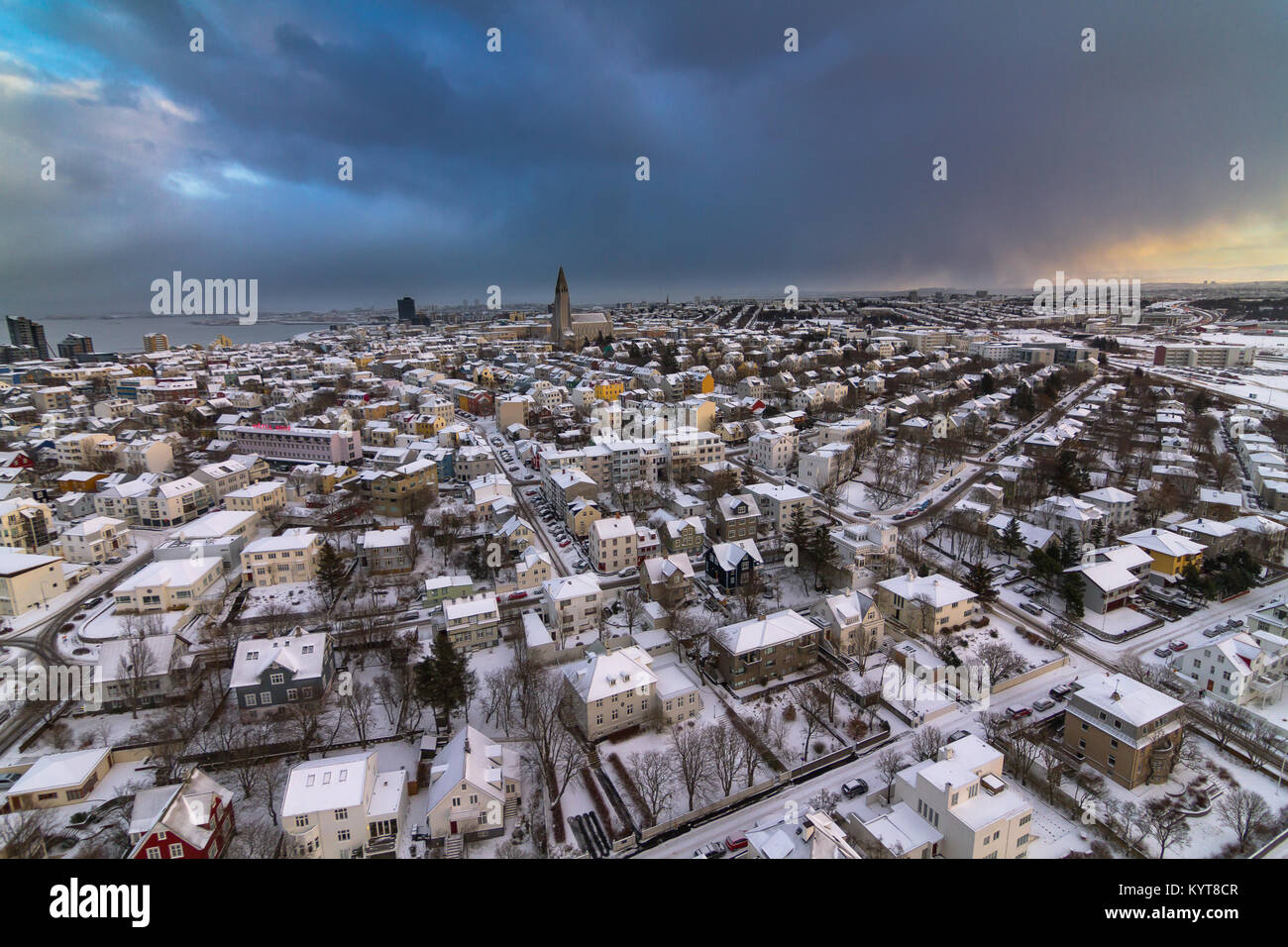 Reykjavik from air Stock Photo