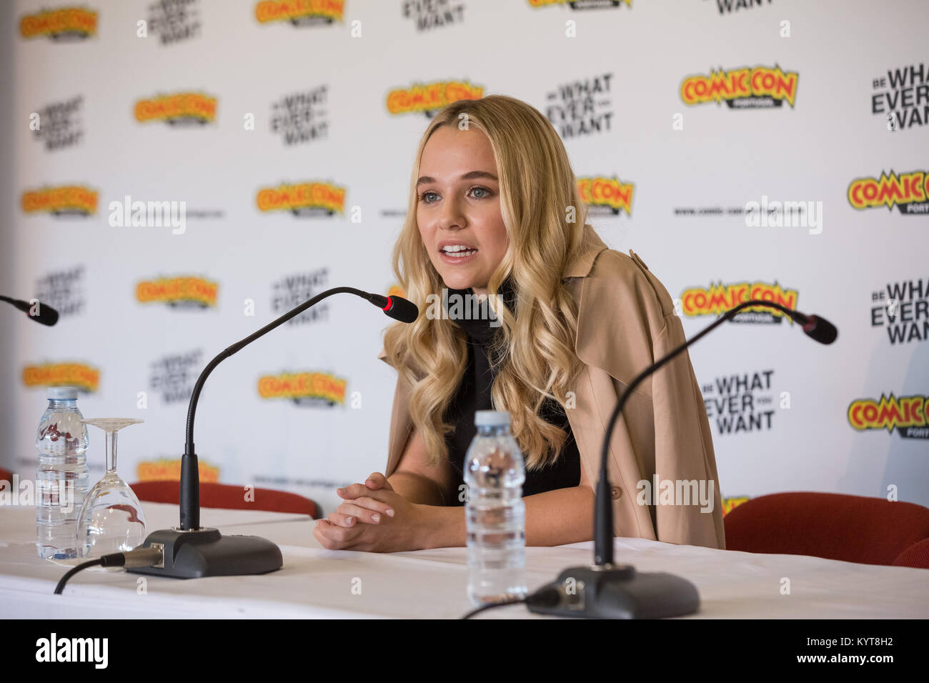 Madison Iseman attends a press conference for 'Jumanji: Welcome To The