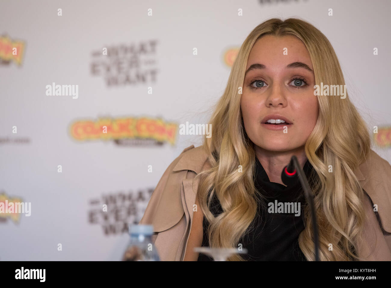 Madison Iseman attends a press conference for 'Jumanji: Welcome To The