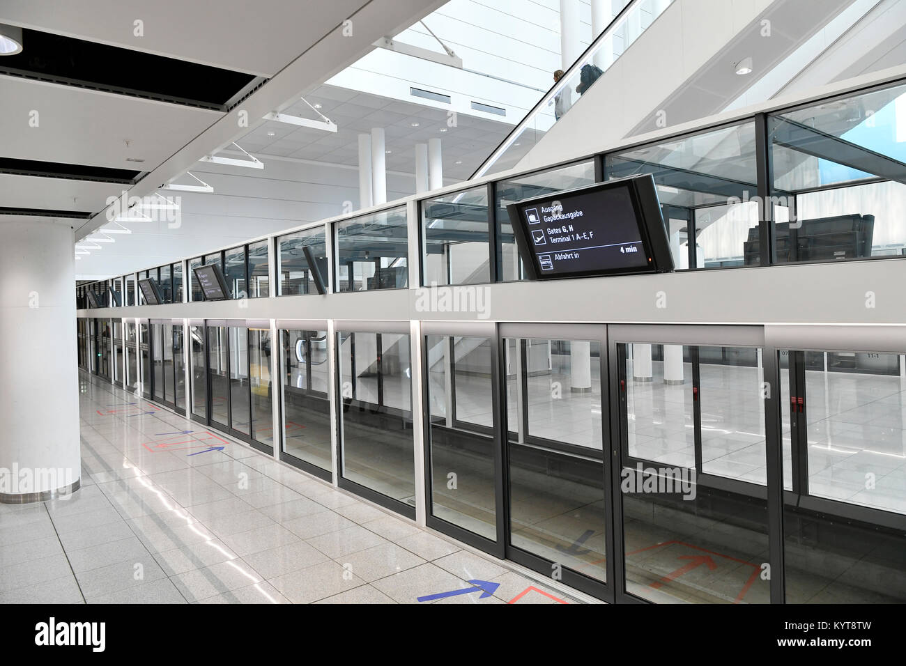 PTS, Person Transport System, PTS Train, Platform, Satellite, Terminal 2, Munich Airport, Upper Bavaria, Germany Stock Photo