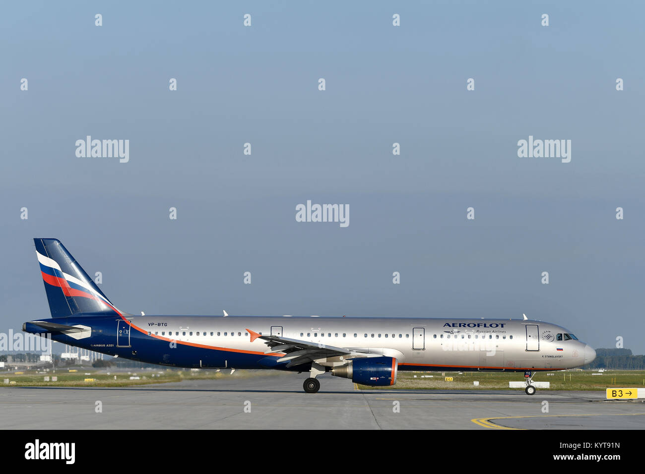 Aeroflot, A321,aircraft, airplane, plane, airlines, airways, roll, in, out,  Munich Airport, Stock Photo