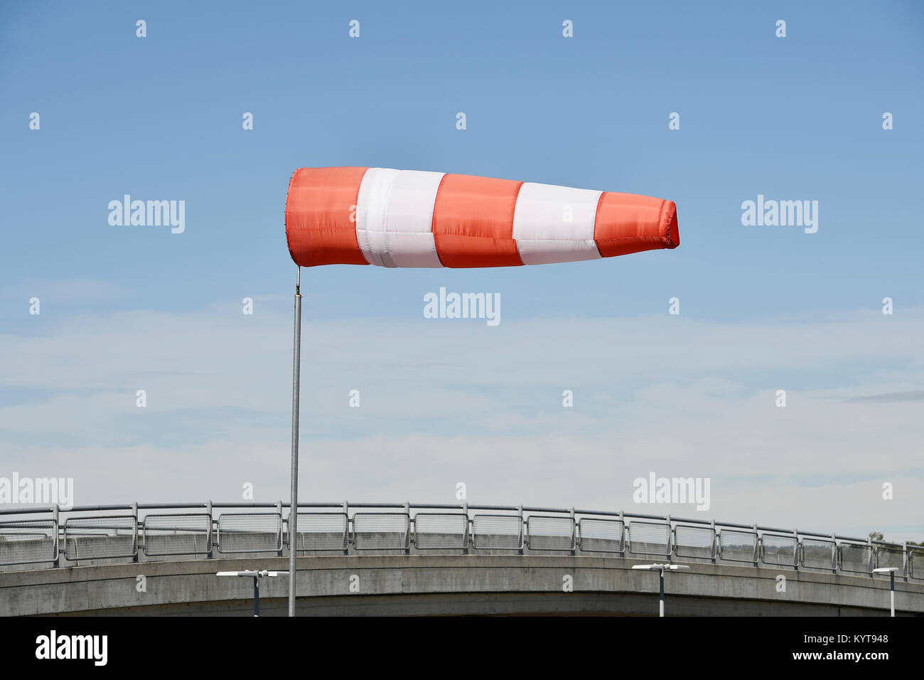 sock, windvane, wind, storm, flight weather, conditions, storm strength, wind direction, indicator, nature, Munich Airport, Stock Photo