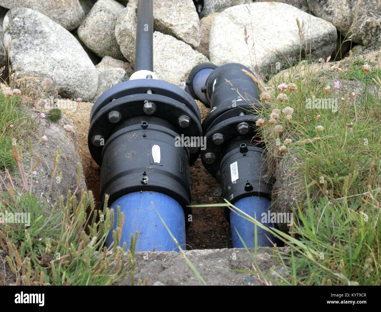 Underground Power Cables With Electrical Connectors Leading To A Wave