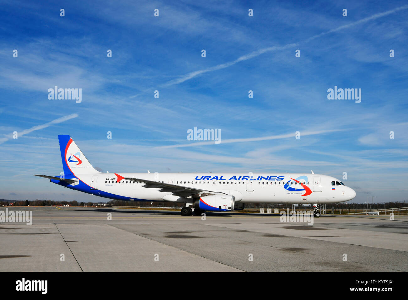 Ural Airlines, A321, aircraft, airplane, plane, airlines, airways, roll, in, out,  Munich Airport, Stock Photo