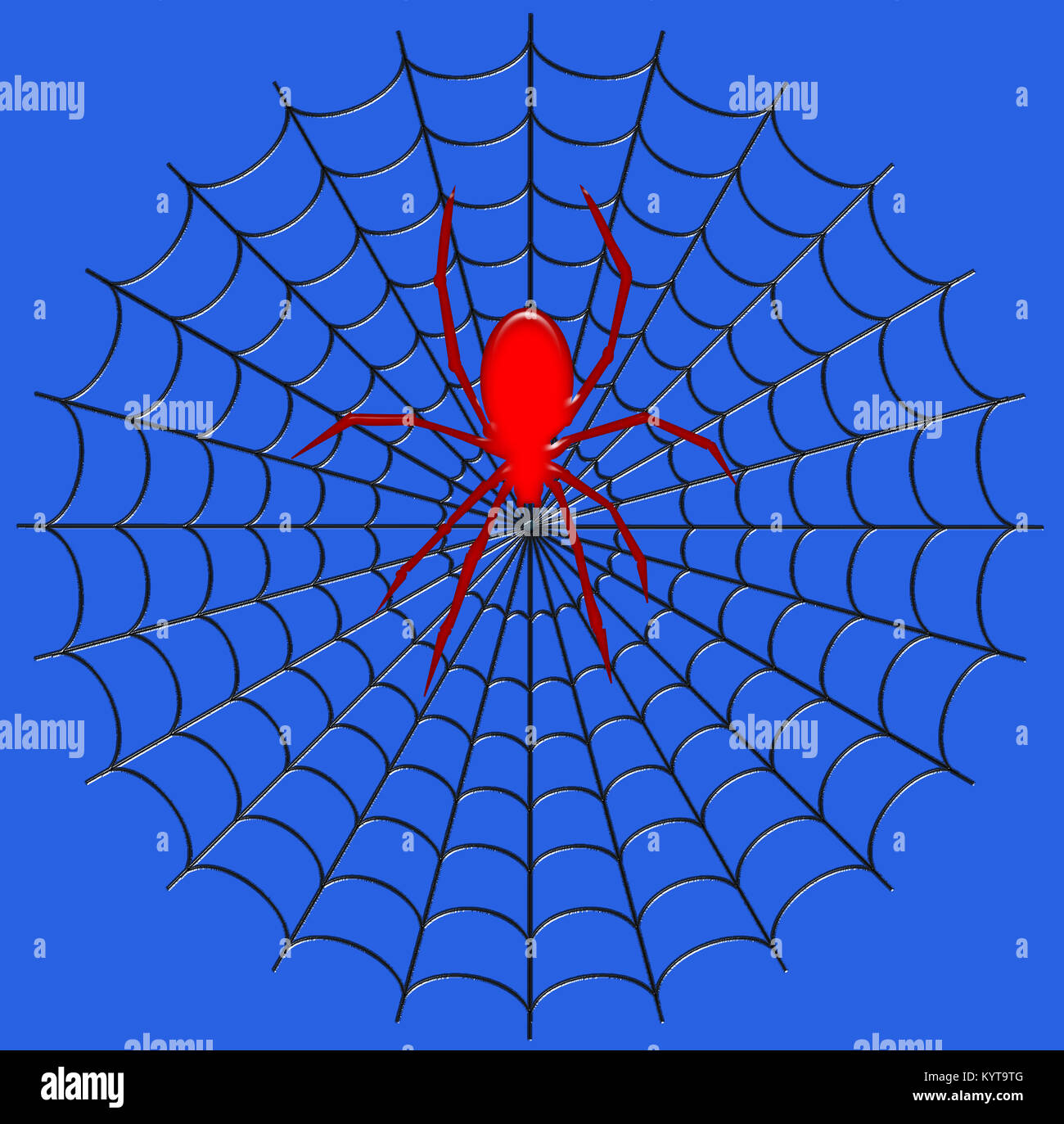 Digital illustration. A giant spider on its web. Stock Photo