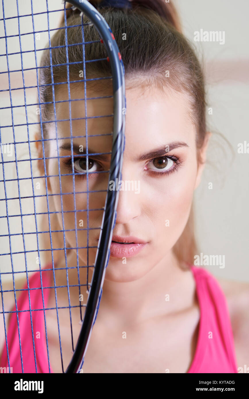Portrait of squash player or tennis player Stock Photo
