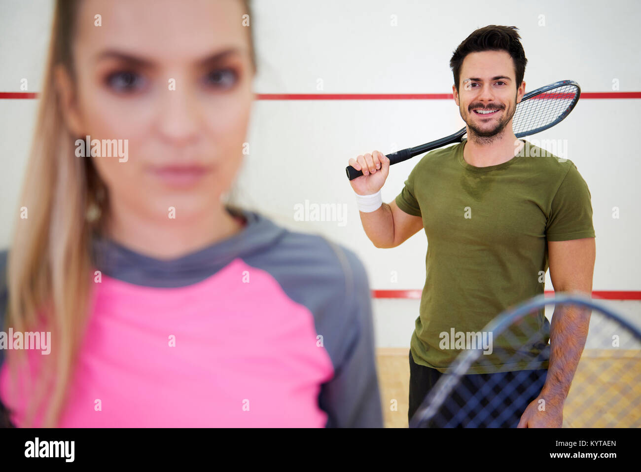 Squash or tennis player on court Stock Photo Alamy
