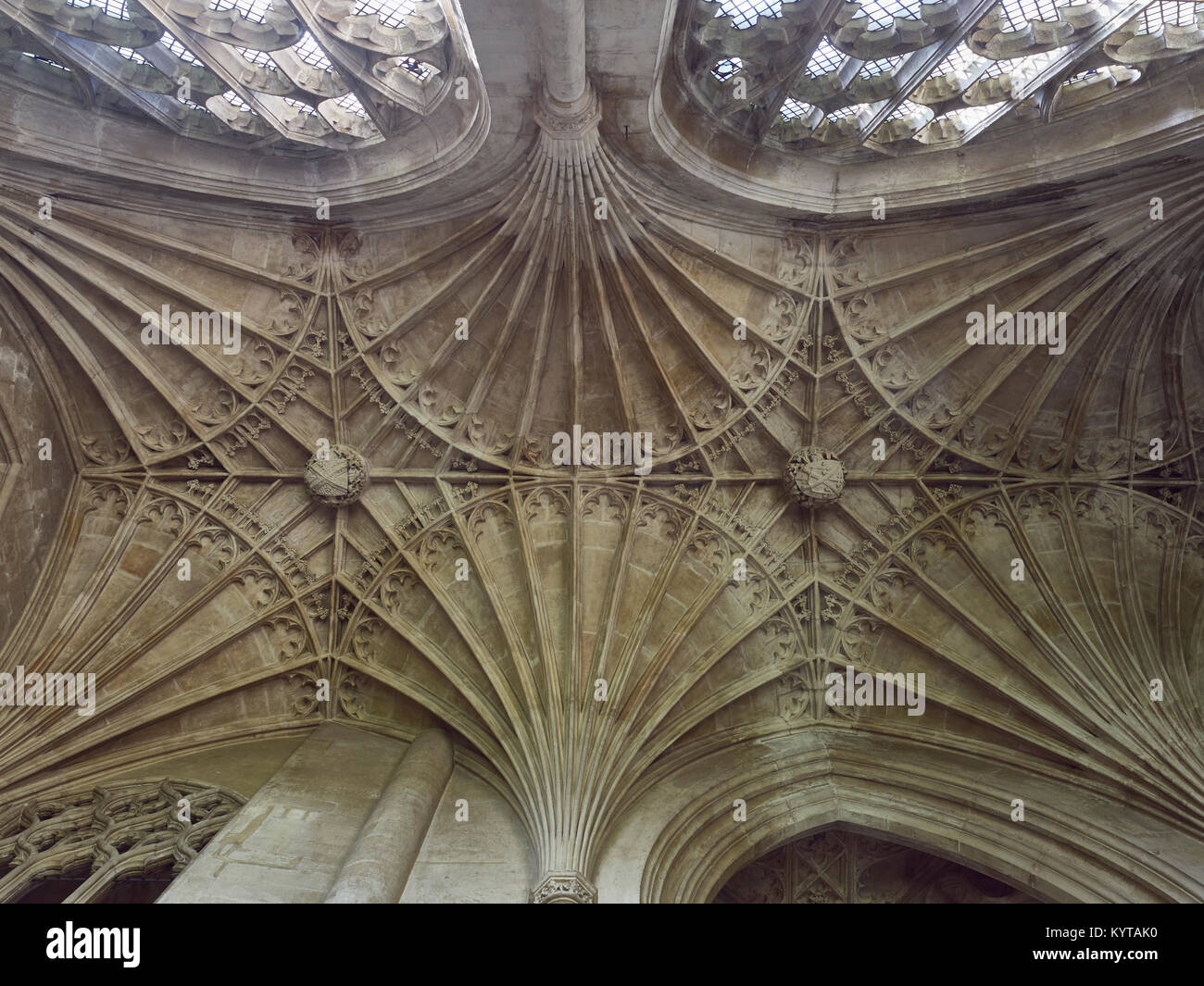Peterborough Cathedral. John Wastell's  New Building, or Retrochoir at the far east end of the cathedral. c. 1500  View up ton the fan vaulting Stock Photo