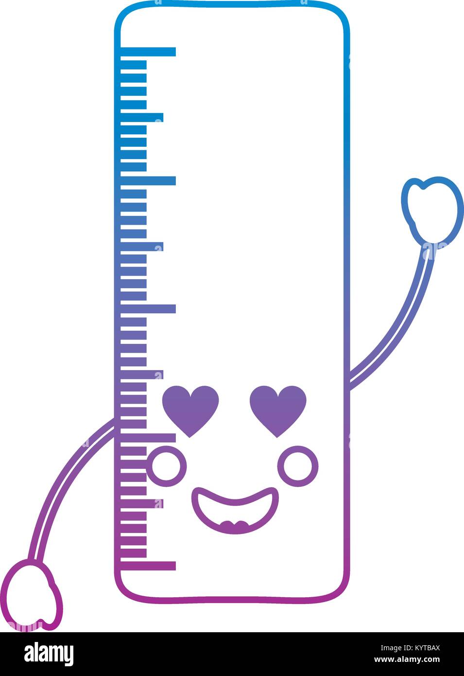 ruler heart eyes school supplies kawaii icon image Stock Vector Image ...