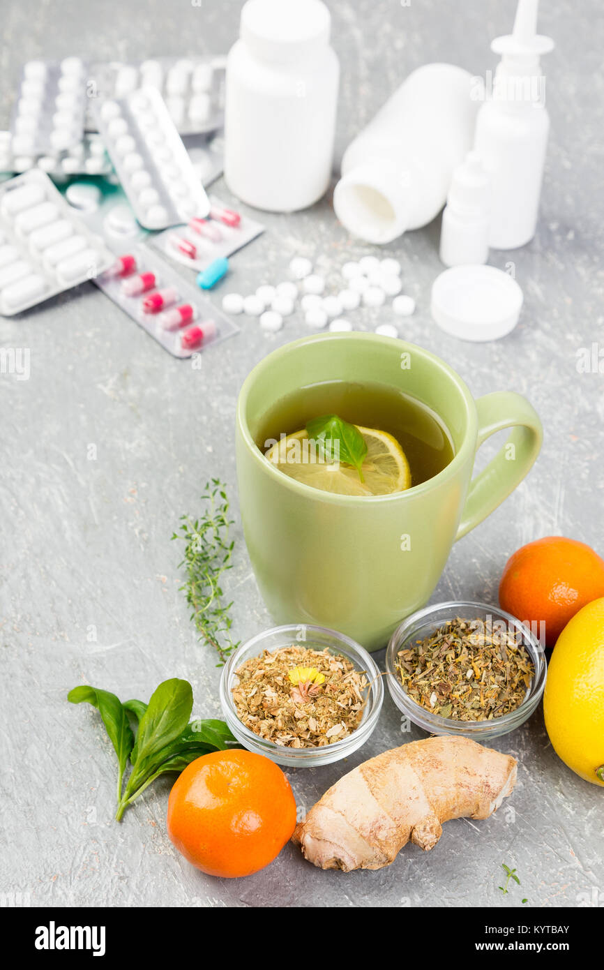 Alternative remedies and traditional pills to treat colds and flu