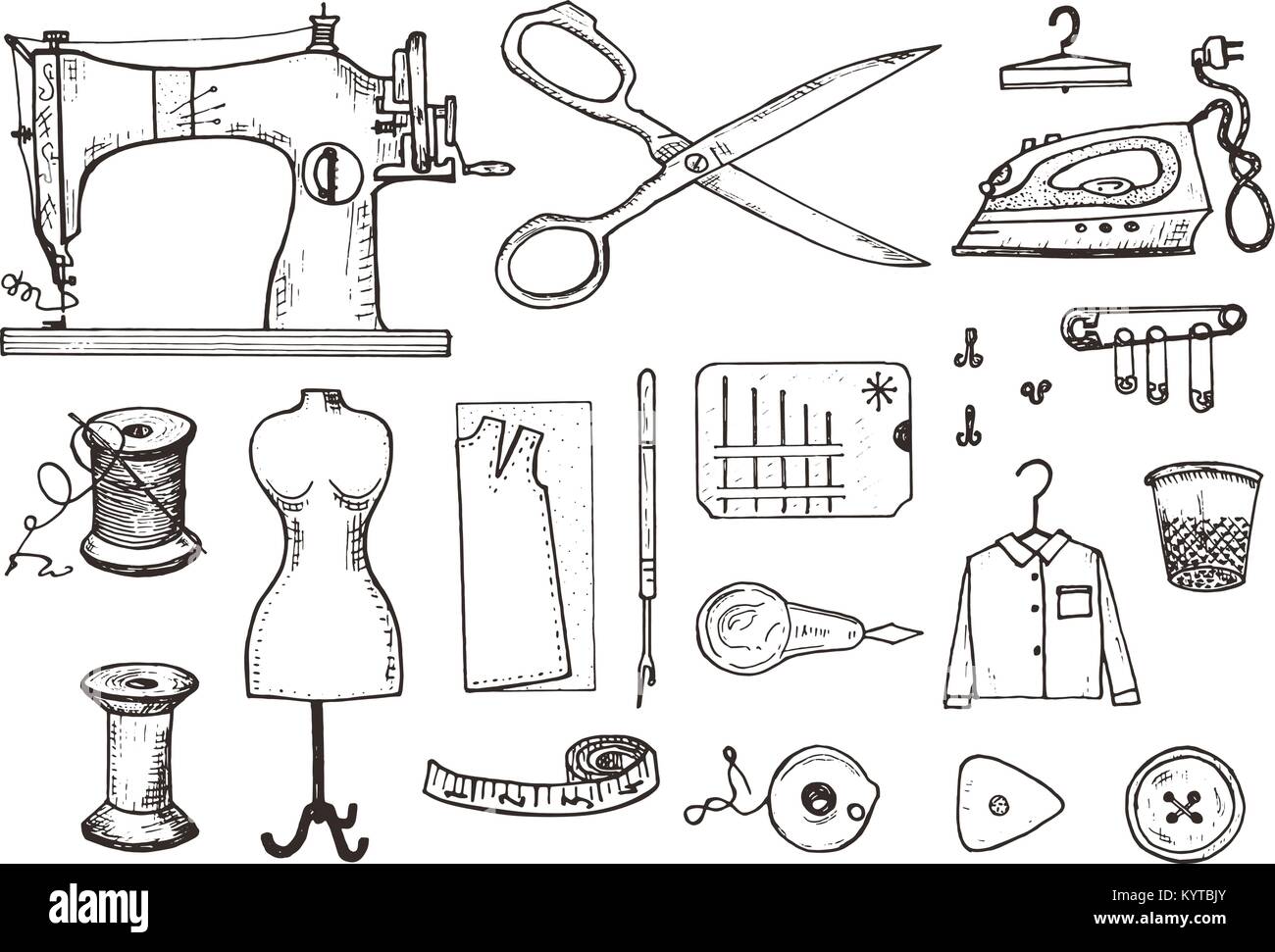 Set of sewing tools and materials or elements for needlework. Handmade