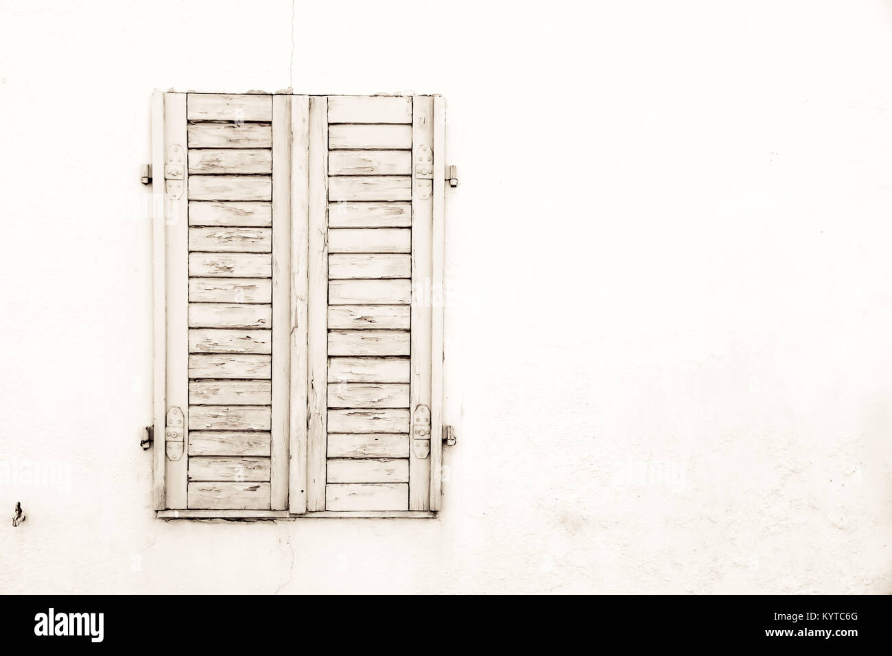 Rustic old grungy and weathered white grey wooden closed window ...