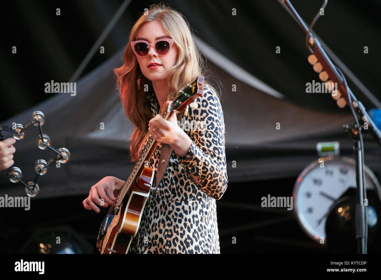 The Swedish indie folk duo First Aid Kit performs a live concert during