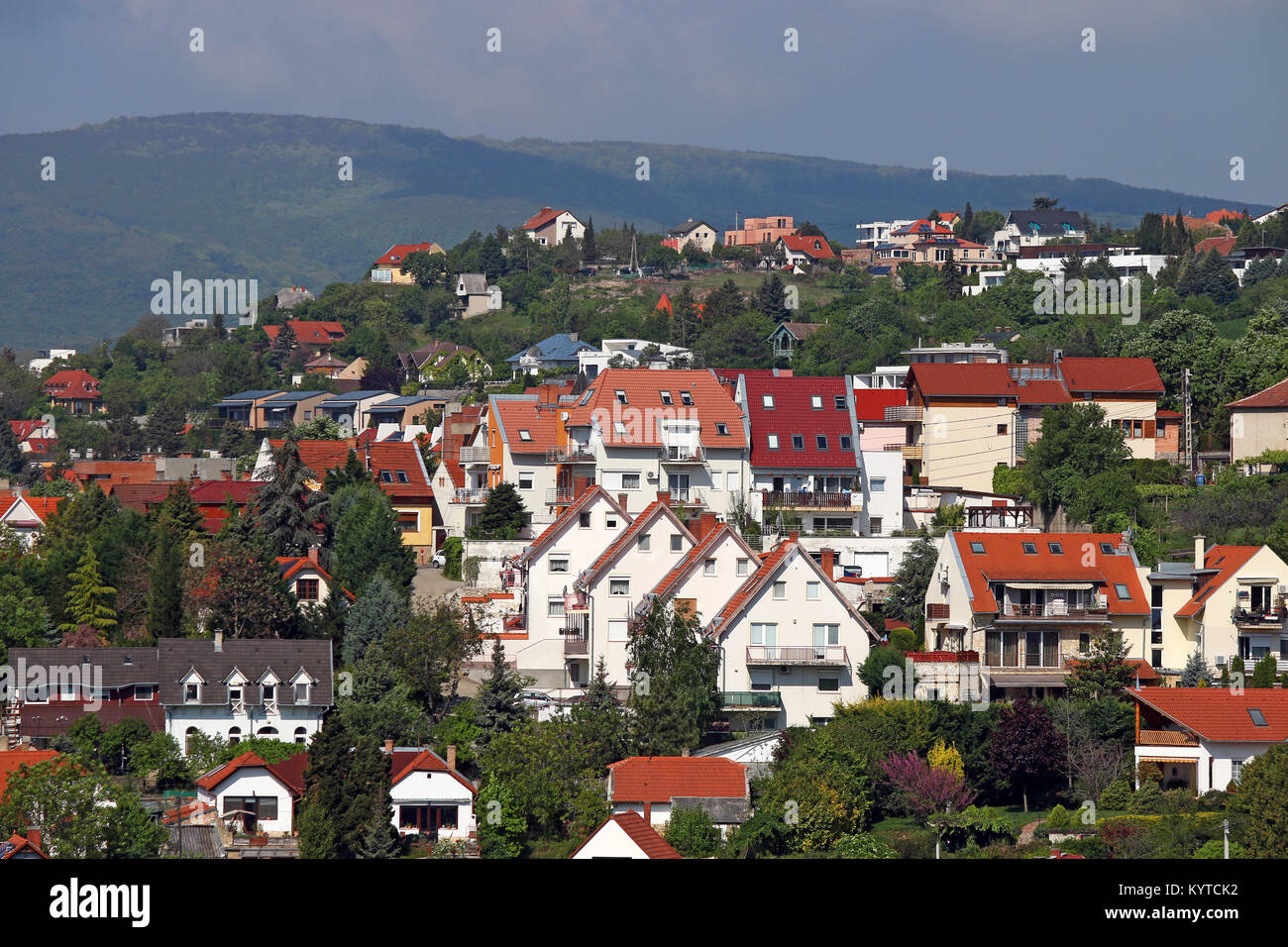 houses on hill Pecs Hungary Stock Photo Alamy