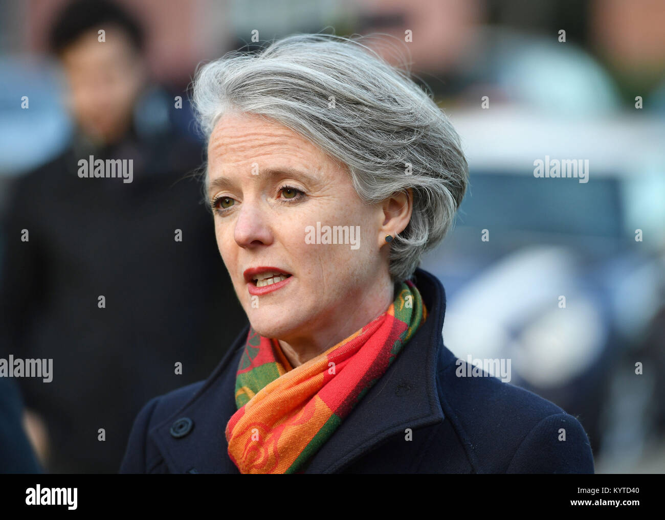 Deputy Mayor of London for Policing and Crime Sophie Linden speaks to the media during a visit