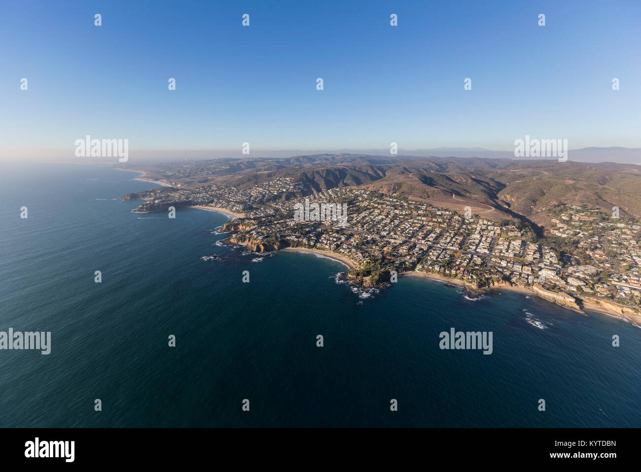 Aerial view of Laguna Beach and the pacific ocean coast in Orange County, California. Stock Photo