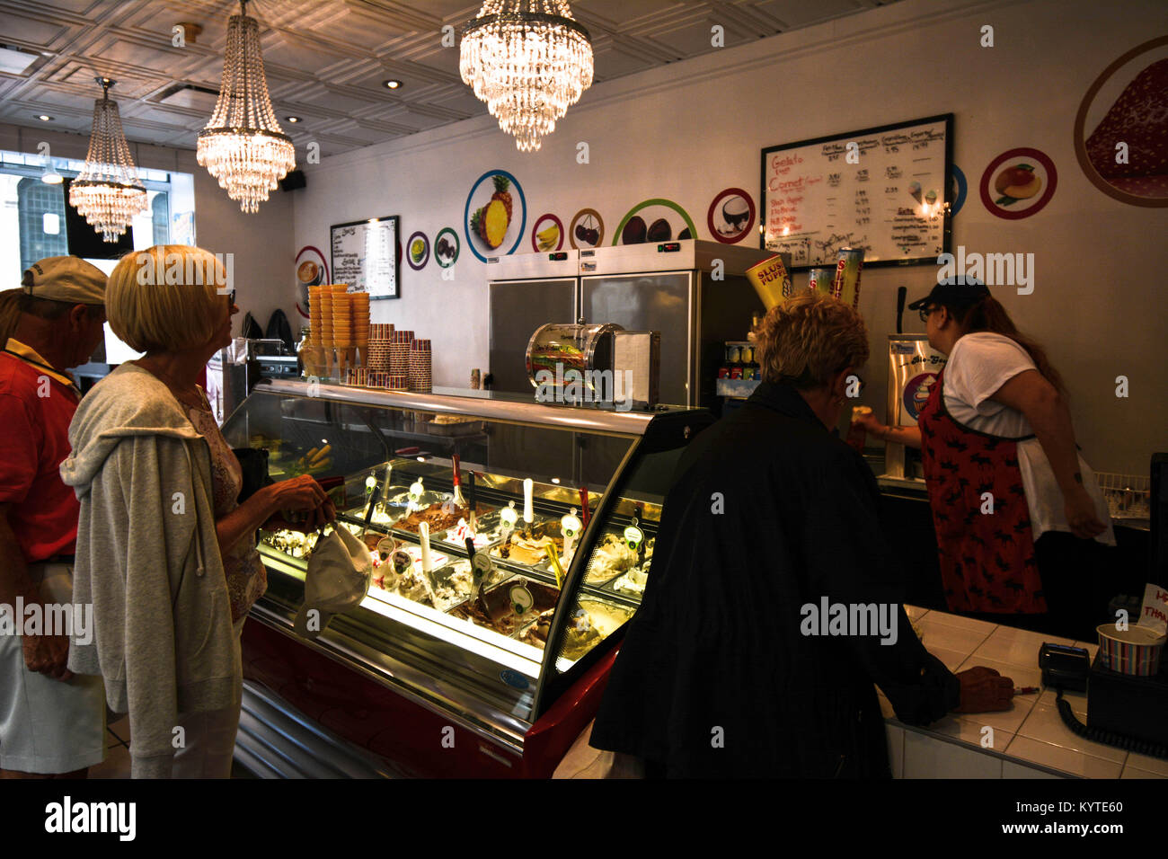 people buying icecream in a shop Quebec Canada Stock Photo Alamy
