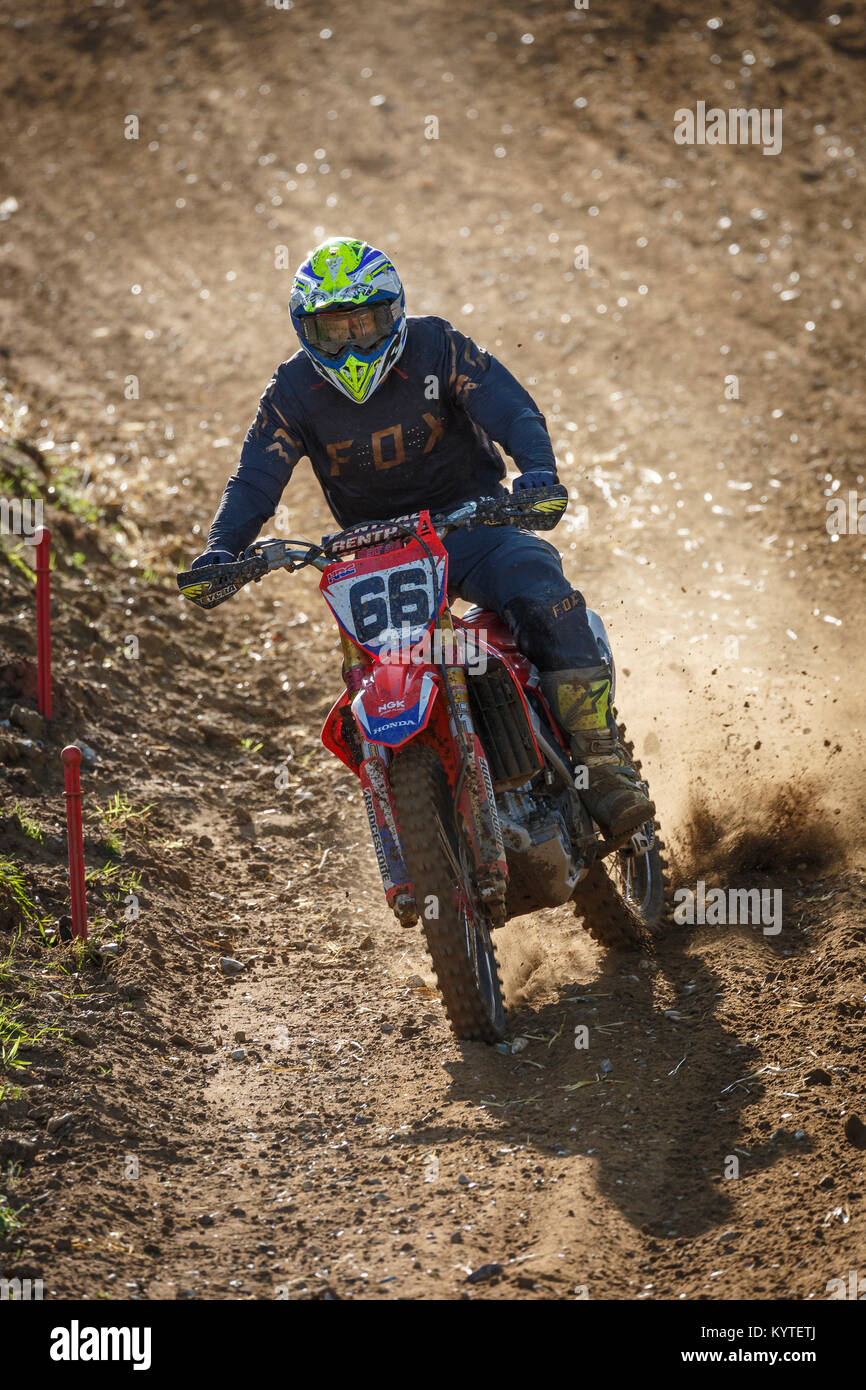 Motocross at the NGR & ACU Eastern EVO Championships, Cadders Hill, Lyng, Norfolk, UK. Stock Photo