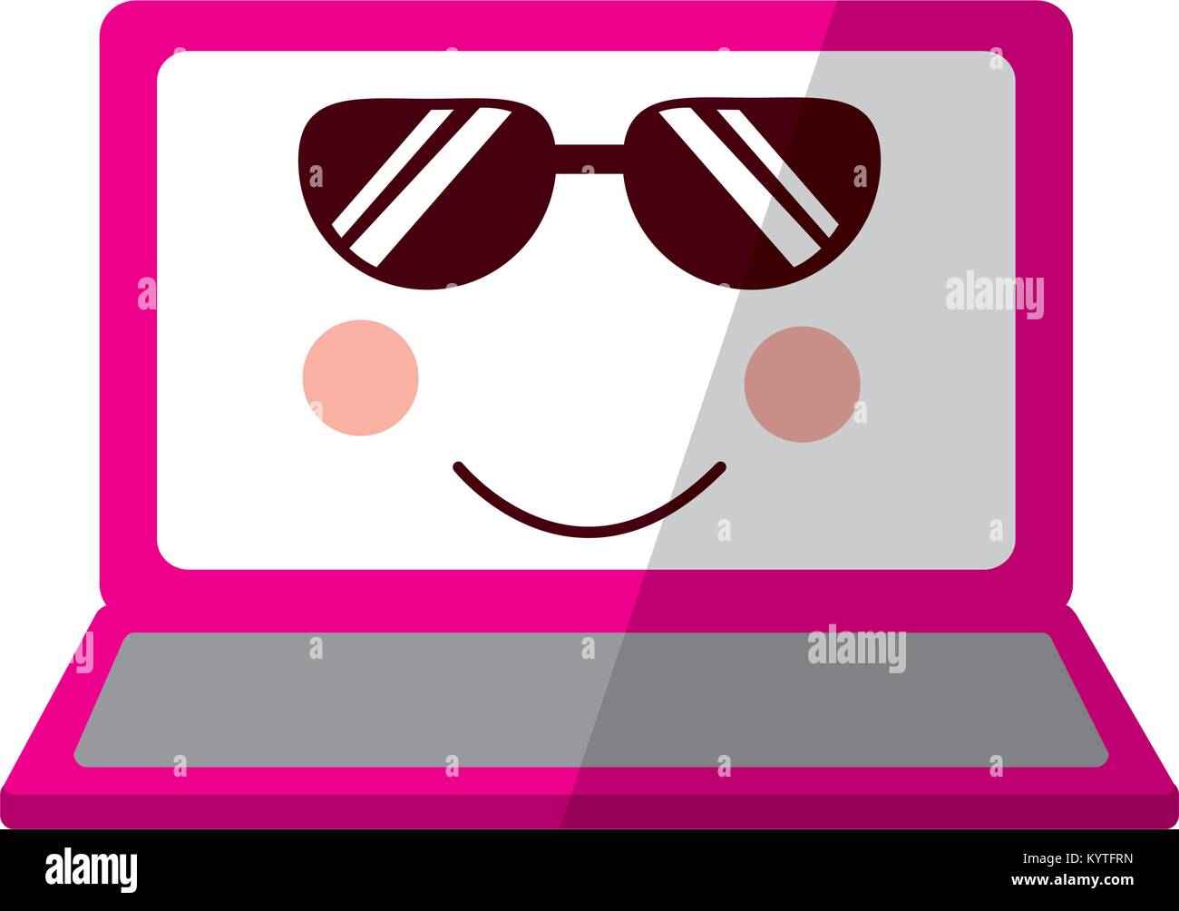 laptop computer kawaii character screen Stock Vector Image & Art - Alamy