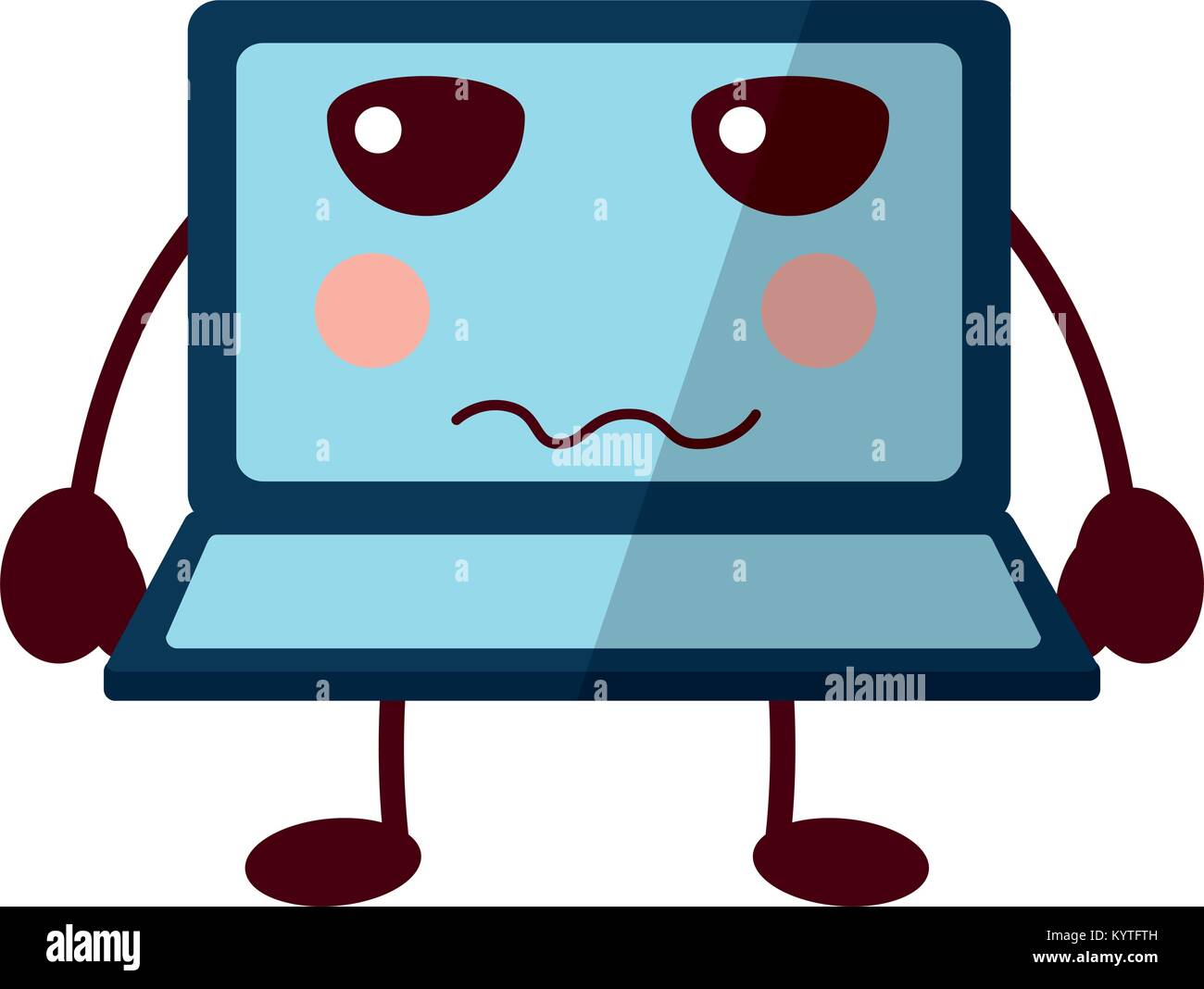 laptop computer kawaii character screen Stock Vector Image & Art - Alamy