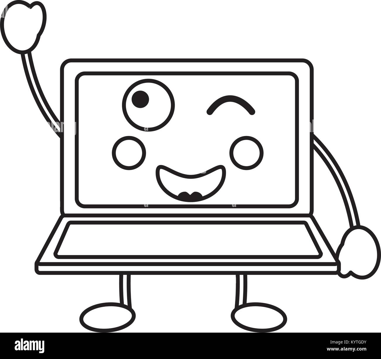 Kawaii Icon Laptop Cartoon Design Stock Photos & Kawaii Icon Laptop ...