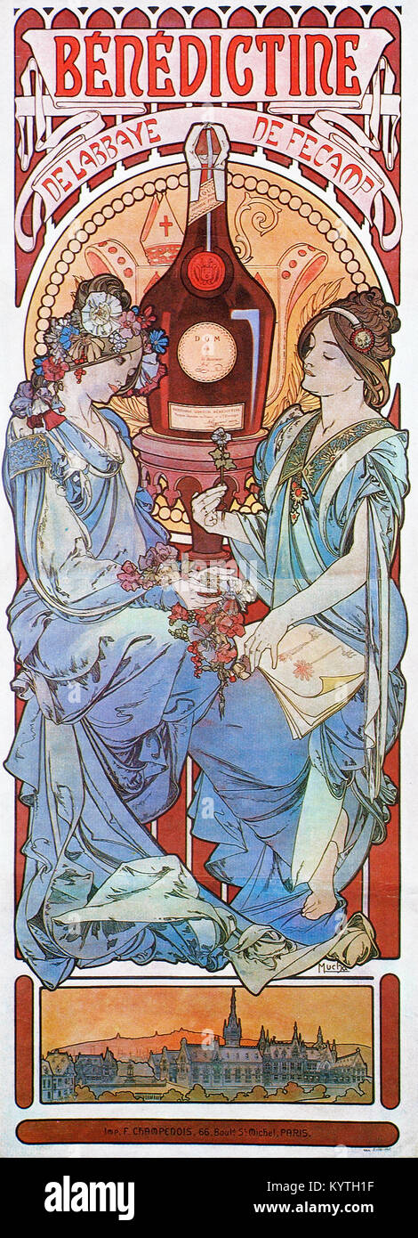 Alphonse Mucha (Alfons Maria) 1860 - 1939 Benedictine Stock Photo