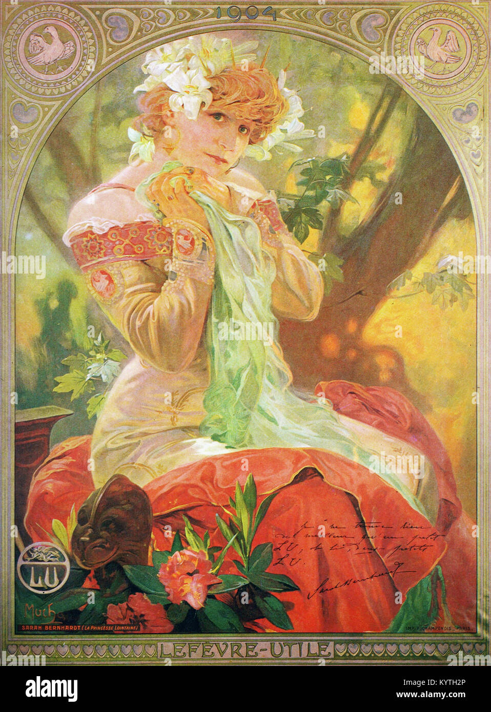 Alphonse Mucha (Alfons Maria) 1860 - 1939 Sarah Bernhardt - La Princesse Lointaine - Biscuit Lefèvre- Utile Stock Photo
