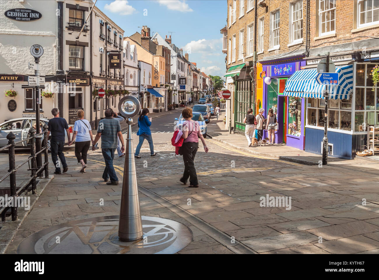 Eton High Street from Windsor Bridge. Eton, Berkshire, England Stock Photo