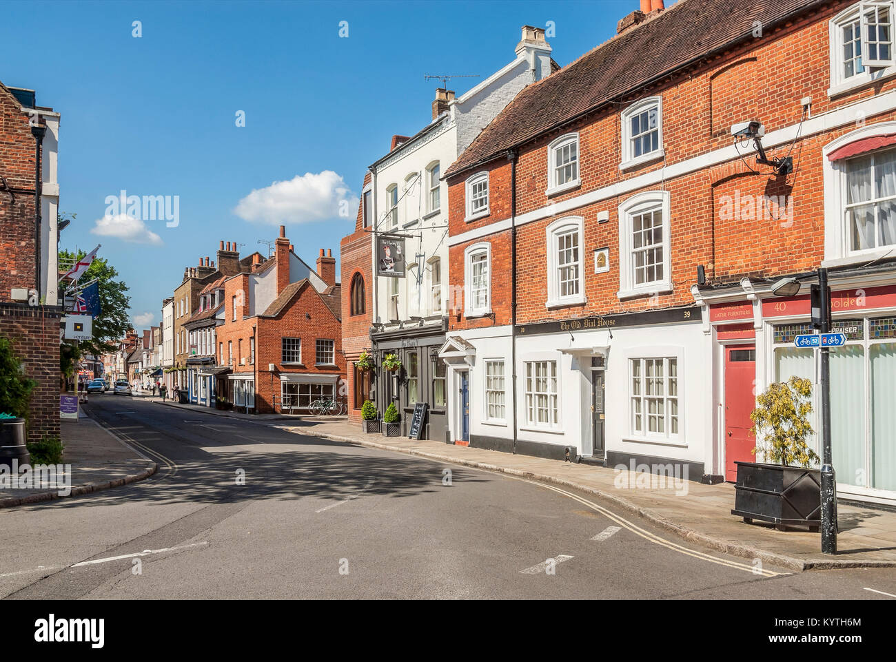 Eton High Street from Windsor Bridge. Eton, Berkshire, England Stock Photo