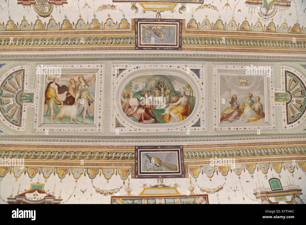 Palazzo Farnese, frescoes in Spring Room Stock Photo