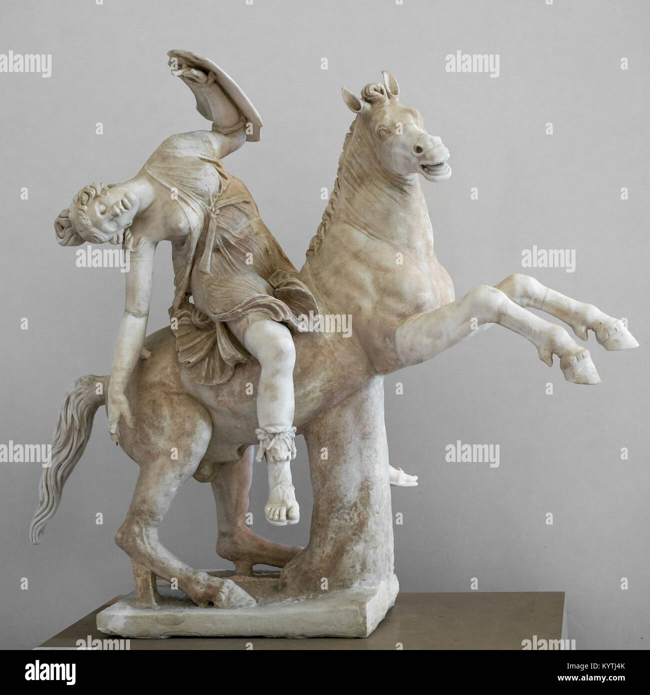 Naples. Italy. Amazon on horseback, Roman copy of a Greek original. Museo Archeologico Nazionale di Napoli. Naples National Archaeological Museum. Stock Photo