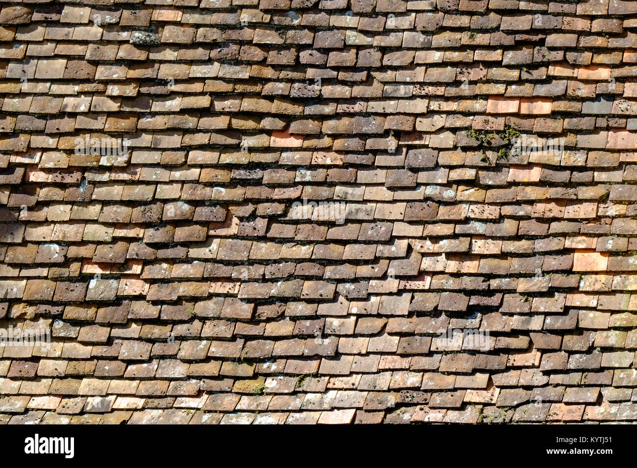 Old red roof tile background pattern Stock Photo