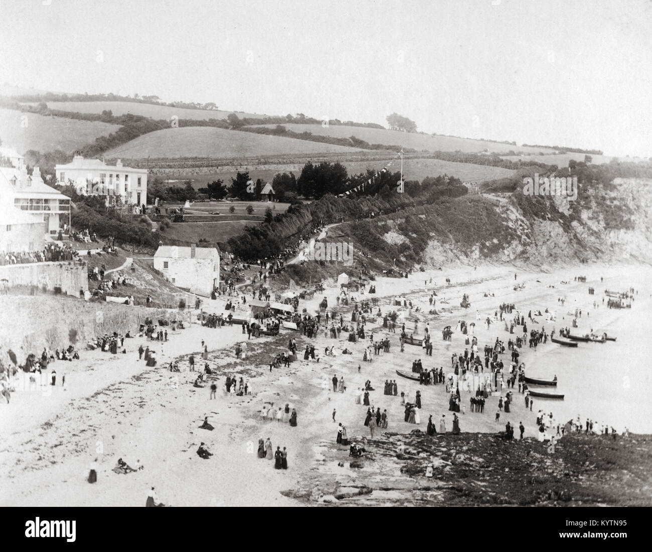 BEACH AT TROUVILLE SEASCAPE ANTIQUE SWIMMING-SUITS