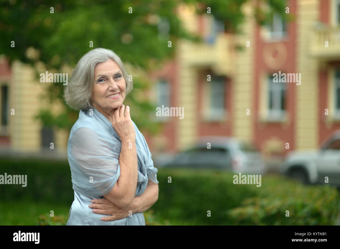 Smiling senior woman Stock Photo