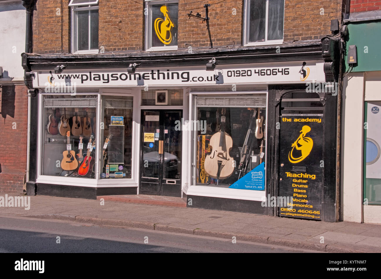 Ware, Hertfordshire, Music Shop, England, Stock Photo