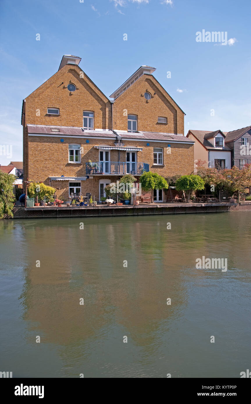 Ware, Flats by River Lee, ( River Lea) Hertfordshire, England Stock