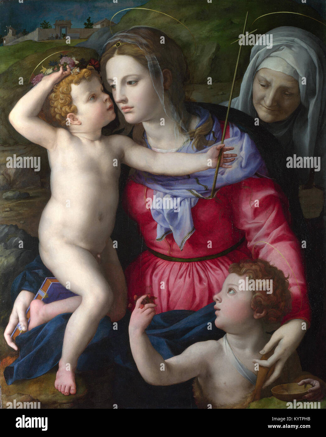 Agnolo di Cosimo - Agnolo Bronzino - The Madonna and Child with Saints Stock Photo