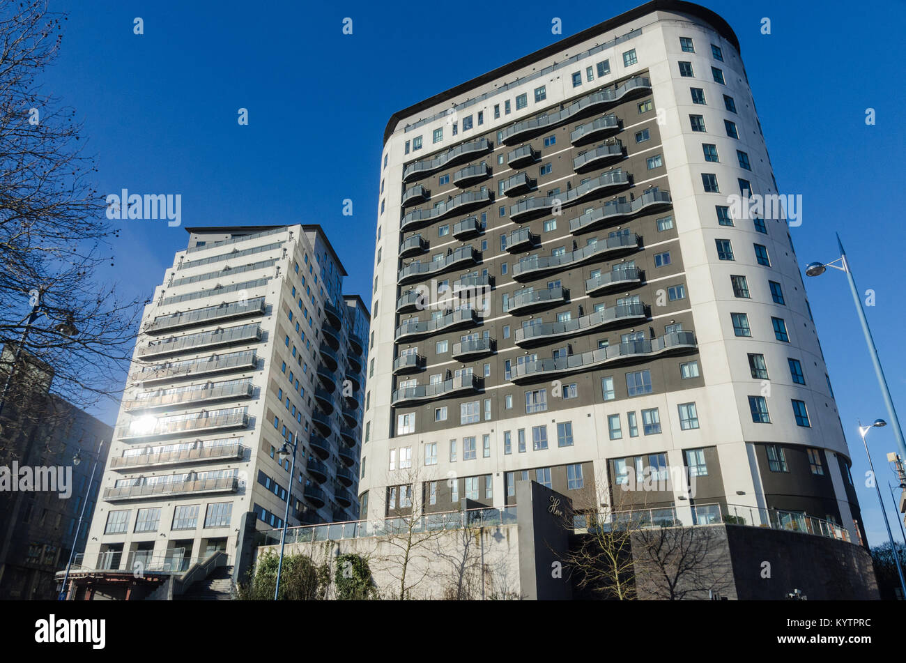 Modern apartment blocks in Park Street, Birmingham City Centre Stock Photo