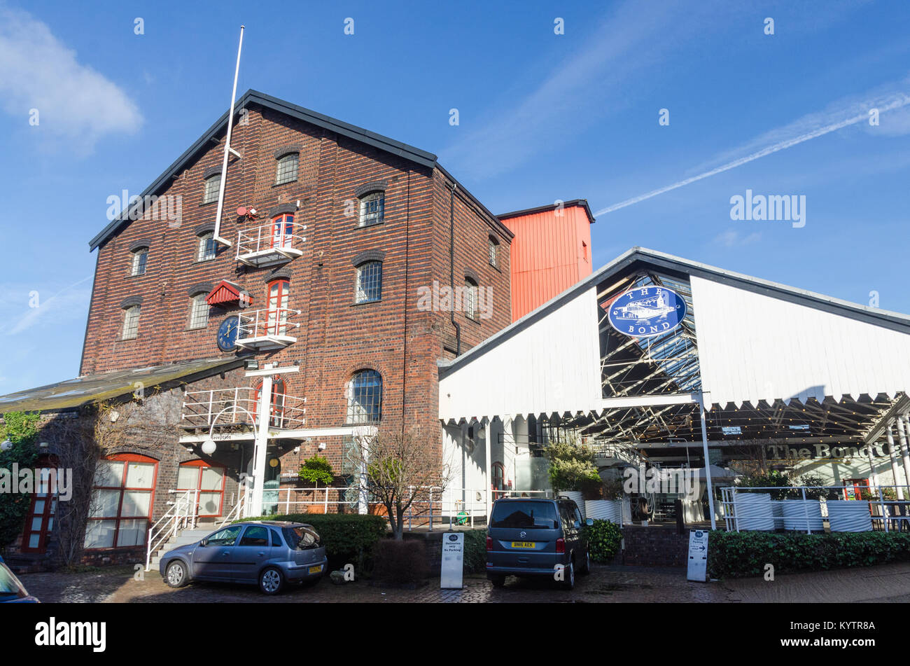 The Bond Company in Fazeley Street, Digbeth, Birmingham is a renovated Victorian canal side warehouse housing event venues and enterprises Stock Photo