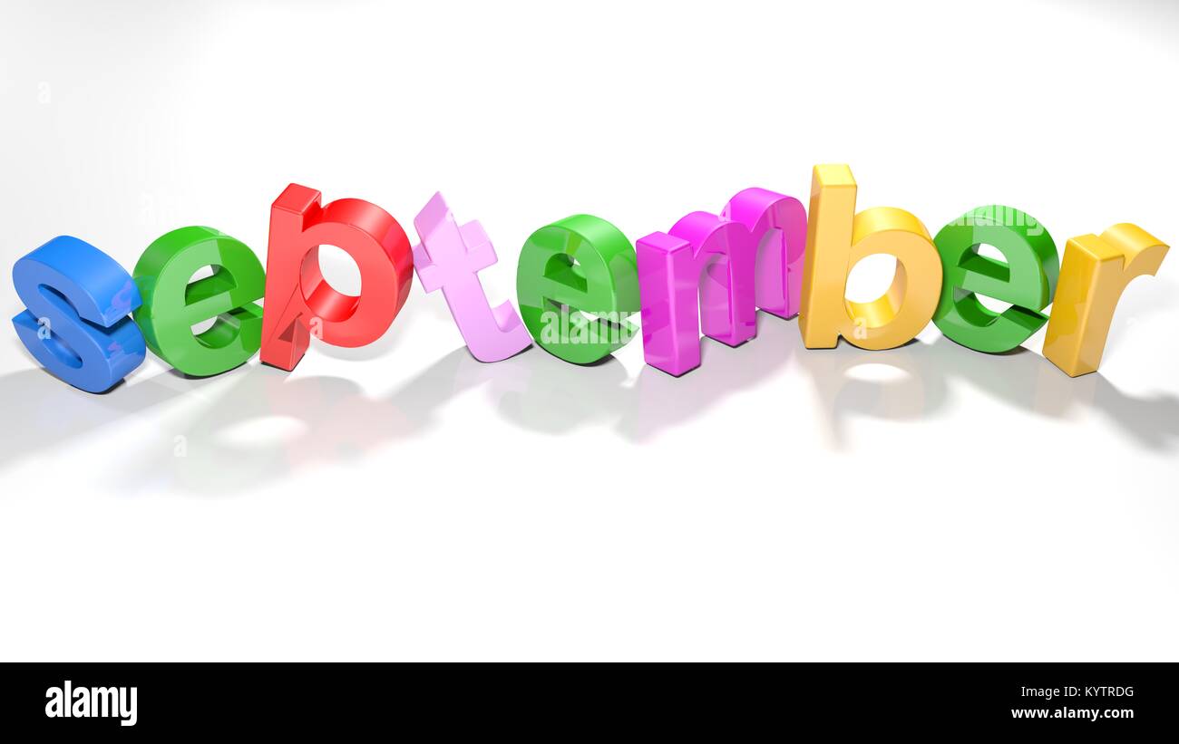september 3D colorful write - 3D rendering Stock Photo - Alamy