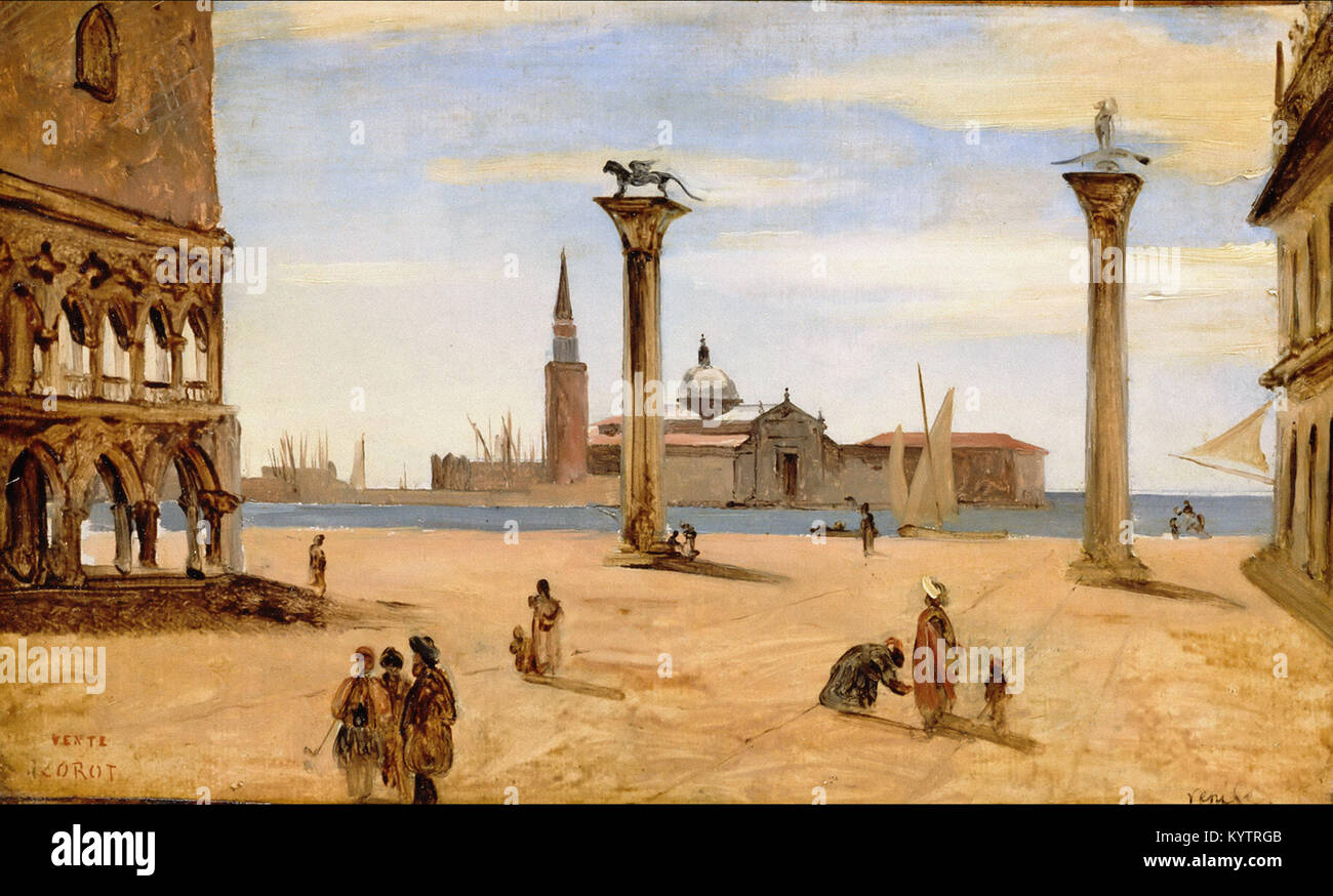 Jean-Baptiste Camille Corot  Piazzetta di San Marco, Venice Stock Photo