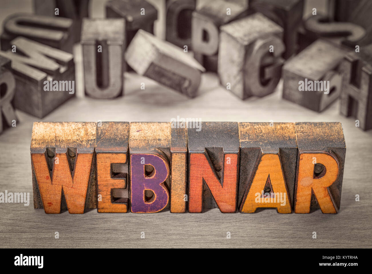 webinar banner  -  internet communication concept - a word abstract  in letterpress wood type printing blocks, color combined with black and white ima Stock Photo