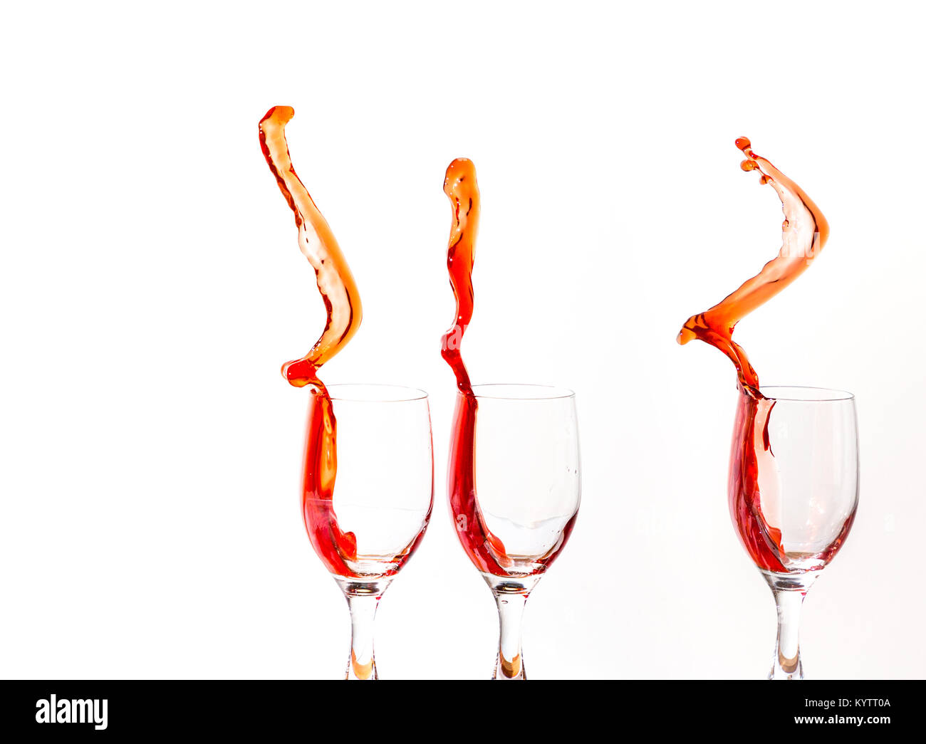 Graphic image of wine sloshing from a wine glasses.  January 2018 Stock Photo